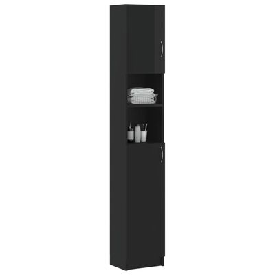 vidaXL Koupelnová skříňka černá vysoký lesk 32x25,5x190 cm dřevotříska