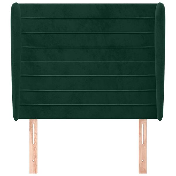 vidaXL Čelo postele typu u&scaron;&aacute;k tmavě zelen&aacute; 93x23x118/128 cm samet