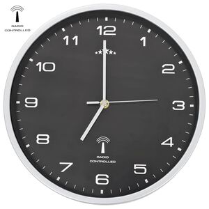 vidaXL R&aacute;diem ř&iacute;zen&eacute; n&aacute;stěnn&eacute; hodiny se strojkem Quartz 31 cm čern&eacute;
