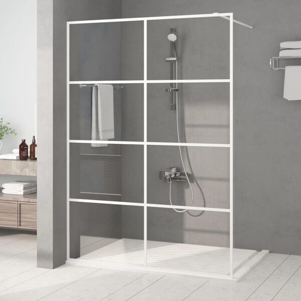 vidaXL Sprchov&aacute; z&aacute;stěna walk-in b&iacute;l&aacute; 140 x 195 cm čir&eacute; ESG sklo