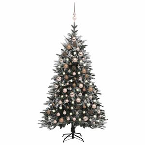 vidaXL Uměl&yacute; v&aacute;nočn&iacute; stromek LED a sada koul&iacute; zasněžen&yacute; 150cm PVC a PE