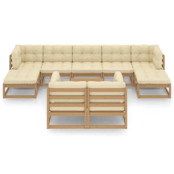 vidaXL 10d&iacute;ln&aacute; zahradn&iacute; souprava s podu&scaron;kami medově hněd&aacute; borovice