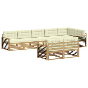 vidaXL Venkovn&iacute; pohovkov&aacute; souprava 8 pcs B&iacute;l&aacute; a kr&eacute;mov&aacute; Polyester