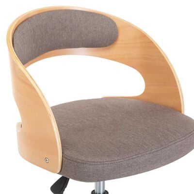vidaXL Otočná kancelářská židle taupe ohýbané dřevo a textil