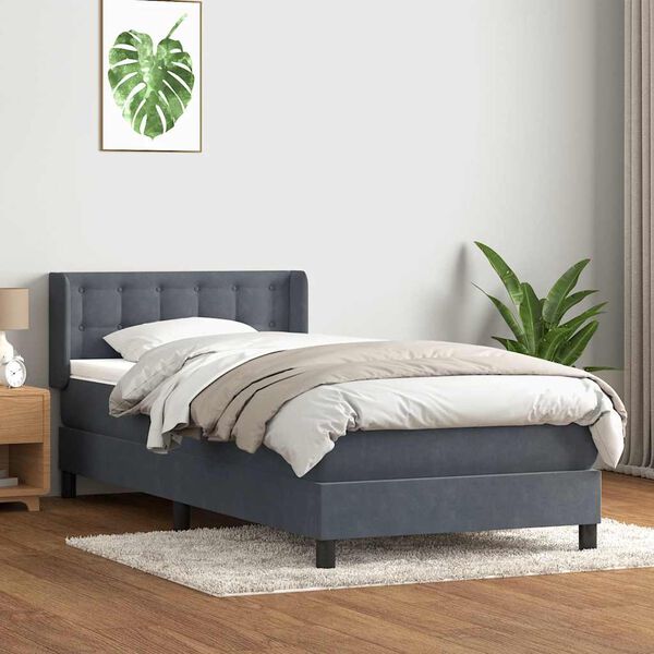 vidaXL Box spring postel s matrac&iacute; tmavě &scaron;ed&aacute; 80x220 cm samet