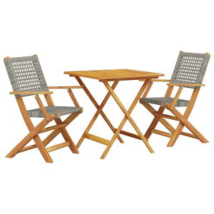 vidaXL 3d&iacute;ln&yacute; bistro set &scaron;ed&yacute; polyratan a masivn&iacute; dřevo