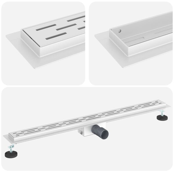 vidaXL Sprchov&yacute; odtok s designem linie Stř&iacute;brn&aacute; 100 cm