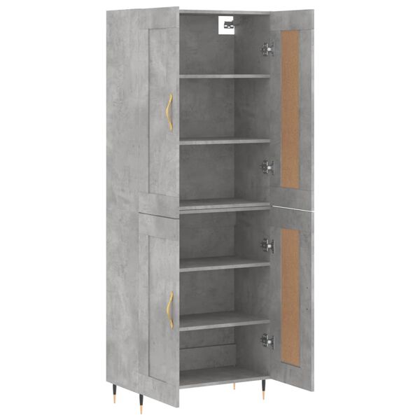 vidaXL Skř&iacute;ň highboard betonově &scaron;ed&aacute; 69,5x34x180 cm kompozitn&iacute; dřevo