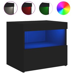 vidaXL Nočn&iacute; stolek s LED osvětlen&iacute;m čern&yacute; 50 x 40 x 45 cm