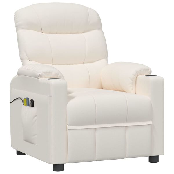 vidaXL Zvedac&iacute; mas&aacute;žn&iacute; křeslo kr&eacute;mov&eacute; uměl&aacute; kůže