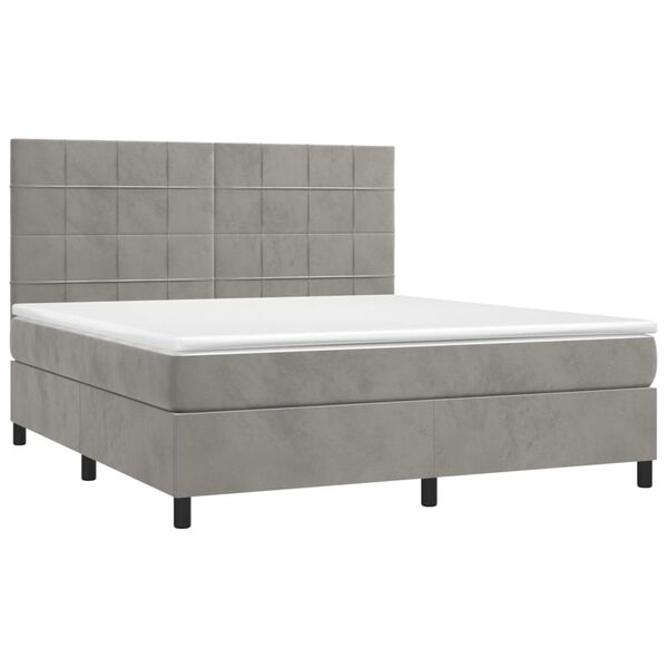 vidaXL Box spring postel s matrac&iacute; světle &scaron;ed&aacute; 180x200 cm samet