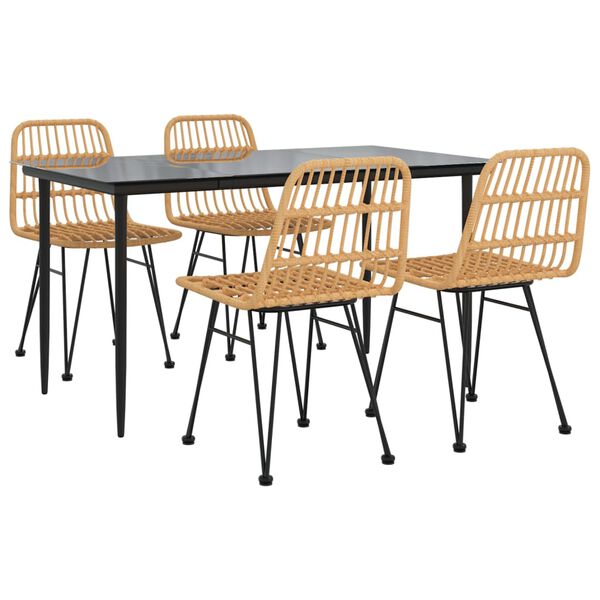 vidaXL 5dílný zahradní jídelní set polyratan