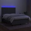 vidaXL Box spring postel s matrac&iacute; a LED tmavě &scaron;ed&aacute; 140x200 cm textil