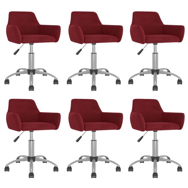 vidaXL Otočn&eacute; j&iacute;deln&iacute; židle 6 ks v&iacute;nov&eacute; samet