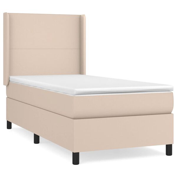 vidaXL Box spring postel s matrac&iacute; cappuccino 100x200 cm uměl&aacute; kůže