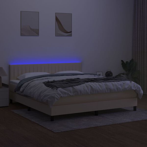vidaXL Box spring postel s matrac&iacute; a LED kr&eacute;mov&aacute; 160x200 cm textil