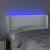 vidaXL Čelo postele s LED b&iacute;l&eacute; 93 x 16 x 78/88 cm uměl&aacute; kůže
