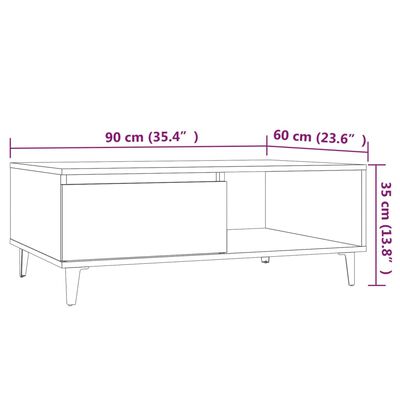 vidaXL Konferenční stolek hnědý dub 90 x 60 x 35 cm dřevotříska