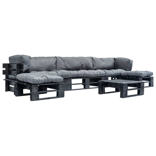 vidaXL 6d&iacute;ln&aacute; zahradn&iacute; sedac&iacute; souprava z palet &scaron;ed&eacute; podu&scaron;ky dřevo