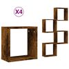 vidaXL N&aacute;stěnn&eacute; police kostky 4 ks kouřov&yacute; dub 30 x 15 x 30 cm