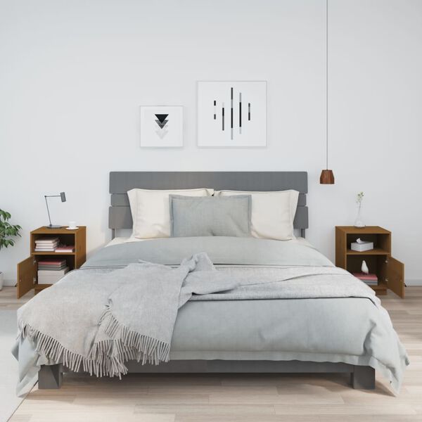 vidaXL Nočn&iacute; stolky 2 ks medově hněd&eacute; 40x34x55 cm masivn&iacute; borov&eacute; dřevo