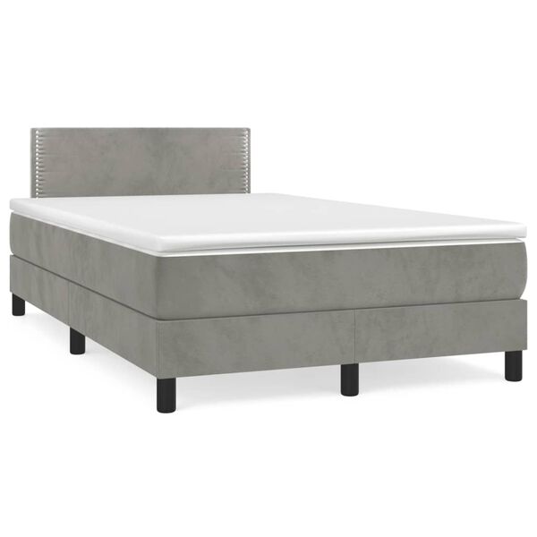 vidaXL Box spring postel s matrac&iacute; světle &scaron;ed&aacute; 120x190 cm samet