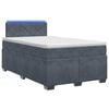 vidaXL Box spring postel s matrac&iacute; a LED Tmavě &scaron;ed&aacute; 120 x 190 cm Samet
