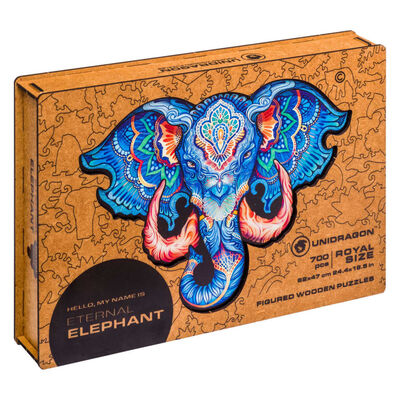 UNIDRAGON 700dílné dřevěné puzzle Eternal Elephant Royal Size 62x47 cm