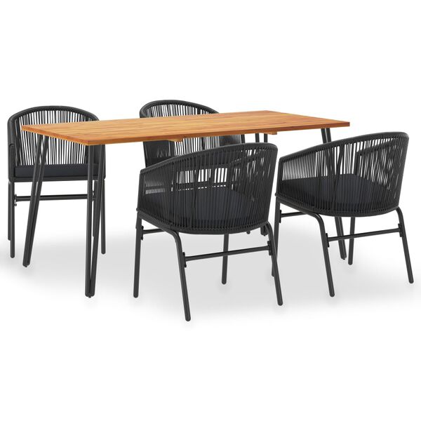 vidaXL 5d&iacute;ln&yacute; zahradn&iacute; j&iacute;deln&iacute; set masivn&iacute; ak&aacute;ciov&eacute; dřevo a PVC ratan