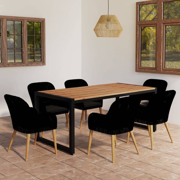 vidaXL 7d&iacute;ln&yacute; zahradn&iacute; j&iacute;deln&iacute; set čern&yacute;