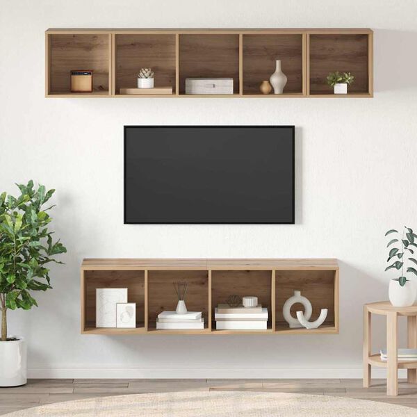 vidaXL Sestava TV skř&iacute;něk 4 pcs Artisanov&yacute; dub kompozitn&iacute; dřevo