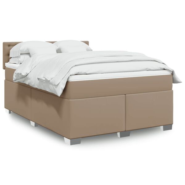 vidaXL Box spring postel s matrac&iacute; cappuccino 140x200 cm uměl&aacute; kůže