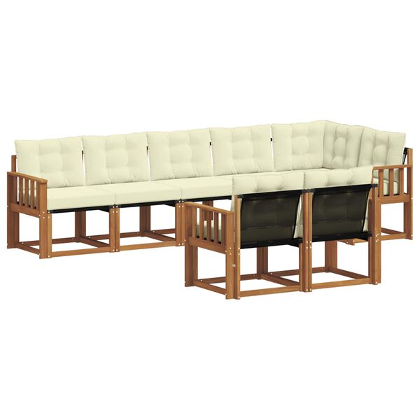 vidaXL Venkovn&iacute; pohovkov&aacute; souprava 8 pcs Přirozen&aacute; a Kr&eacute;mov&aacute;