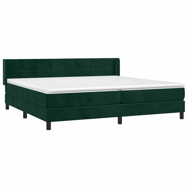 vidaXL Box spring postel s matrac&iacute; tmavě zelen&aacute; 200x200 cm samet