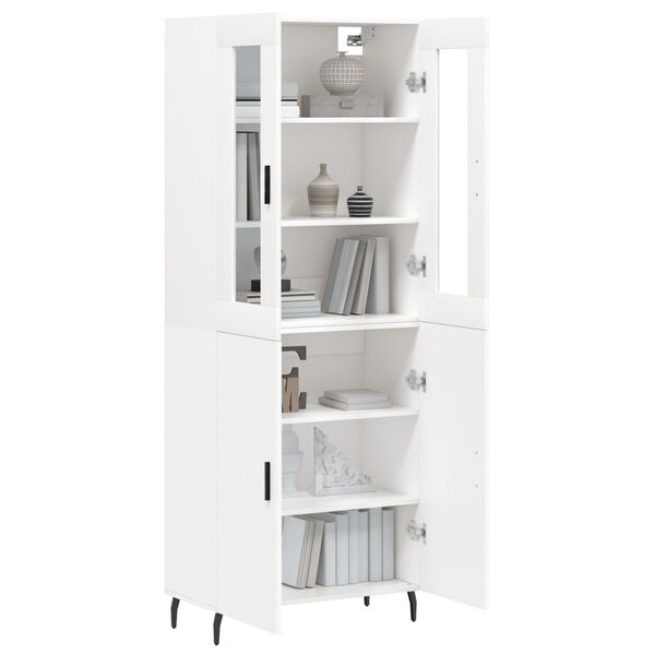vidaXL Skř&iacute;ň highboard b&iacute;l&aacute; 69,5 x 34 x 180 cm kompozitn&iacute; dřevo