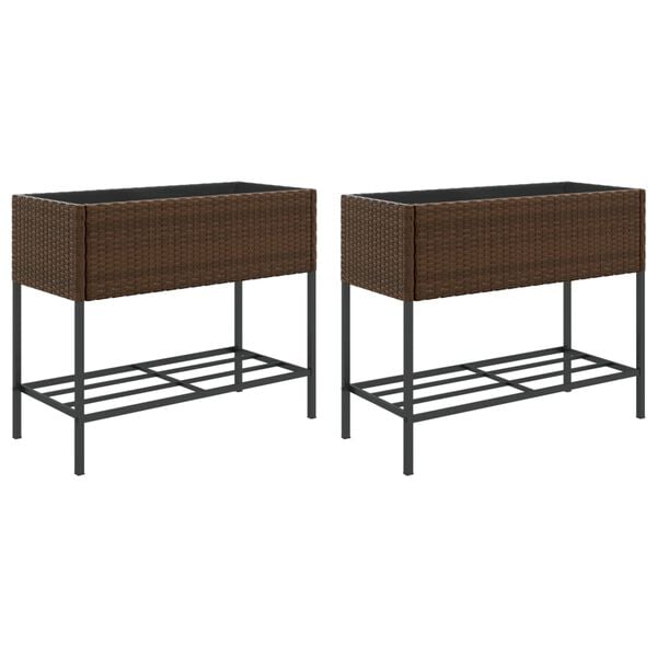 vidaXL Zahradn&iacute; truhl&iacute;ky s polic&iacute; 2 ks hněd&eacute; 90 x 40 x 75 cm