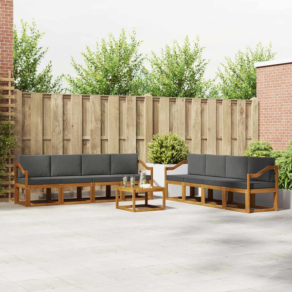 vidaXL Venkovn&iacute; pohovkov&aacute; souprava 9 pcs Přirozen&aacute; a Anthracitov&aacute;