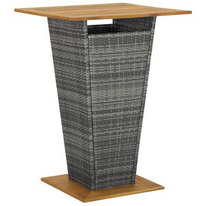 vidaXL Barov&yacute; stůl &scaron;ed&yacute; 80 x 80 x 110 cm polyratan a masivn&iacute; ak&aacute;cie