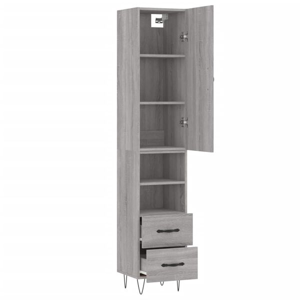 vidaXL Skř&iacute;ň highboard &scaron;ed&aacute; sonoma 34,5 x 34 x 180 cm kompozitn&iacute; dřevo
