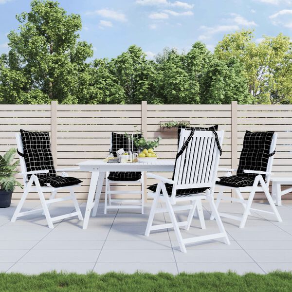 vidaXL Podu&scaron;ky na židli s vysok&yacute;m opěradlem 4 ks čern&eacute; k&aacute;rovan&eacute; oxford