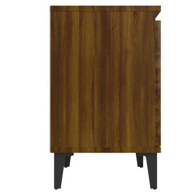vidaXL Noční stolek s kovovými nohami hnědý dub 40 x 30 x 50 cm