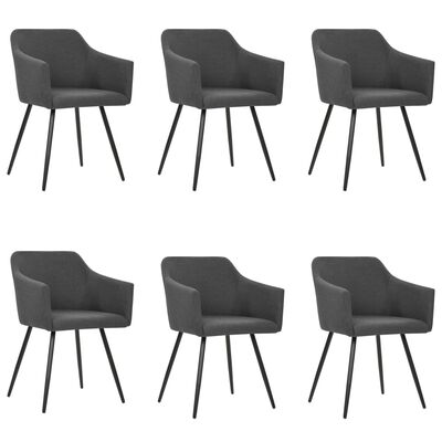 vidaXL Otočné jídelní židle 6 ks tmavě šedé textil