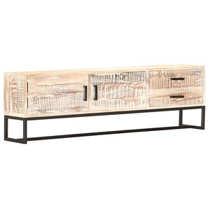 vidaXL TV stolek b&iacute;l&yacute; 140 x 30 x 45 cm masivn&iacute; ak&aacute;ciov&eacute; dřevo