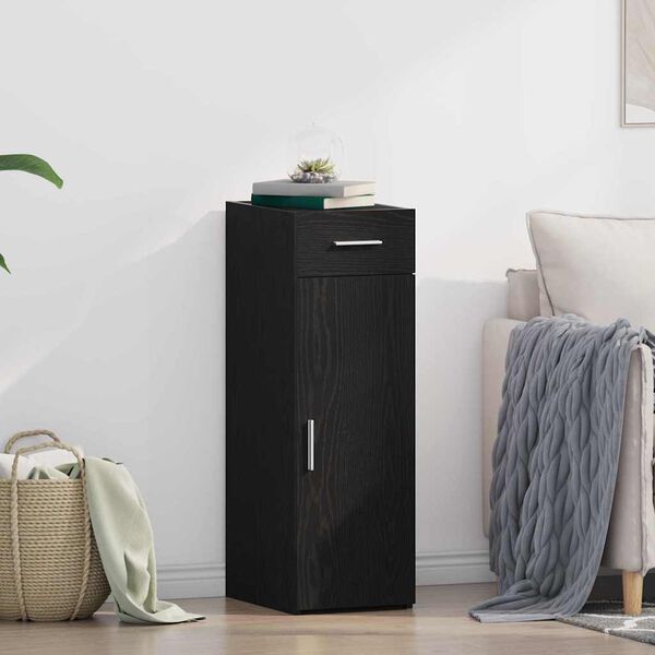 vidaXL Serv&iacute;rovac&iacute; skř&iacute;ň se z&aacute;suvkou Čern&yacute; dub 30 x 42,5 x 93 cm