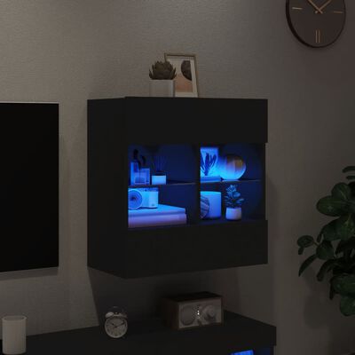 vidaXL Nástěnná TV skříňka s LED osvětlením černá 58,5 x 30 x 60,5 cm