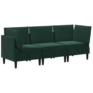 vidaXL Sada n&aacute;bytku do ob&yacute;vac&iacute;ho pokoje 3 pcs Tmavě zelen&aacute; Samet