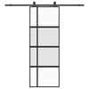 vidaXL Posuvn&eacute; dveře se sadou kov&aacute;n&iacute; čern&eacute; 76x205 cm Tvrzen&eacute; sklo