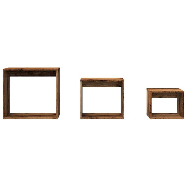 vidaXL Hnízdové stolky 3 ks old wood kompozitní dřevo