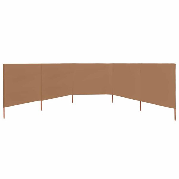 vidaXL 5dílná zástěna proti větru látková 600 x 80 cm taupe