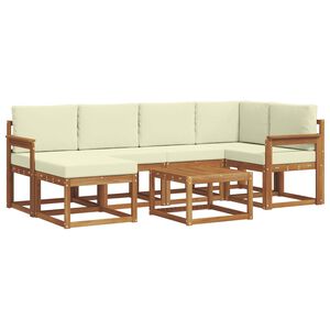 vidaXL Venkovn&iacute; pohovkov&aacute; souprava 7 pcs Přirozen&aacute; a Kr&eacute;mov&aacute;